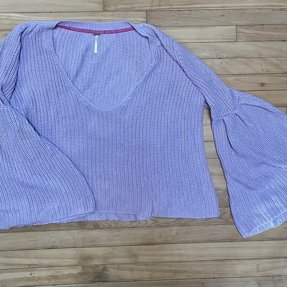 Lavender Knit Bell Sleeve Top